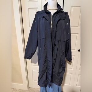 Black Hooded Long rain Coat